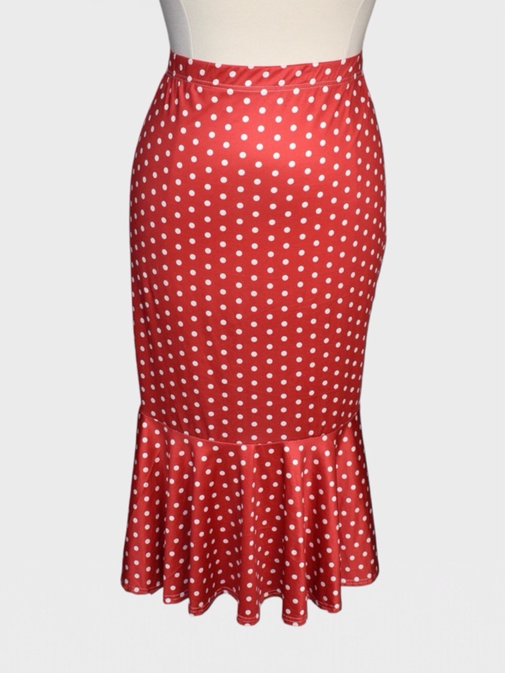 SHEIN Polka Dot Ruffle Hem Bodycon Maxi Skirt